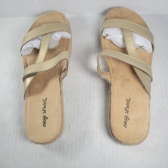 Easy Street Women Gold Song Slip-On Strappy Espadrille Sandals Size 6N - Picture 3 of 8